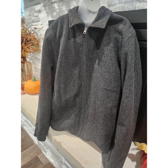 Vintage Gap Bomber Jacket Men’s Large Gray Wool Blend Full Zip Pockets Y2K - Picture 1 of 15